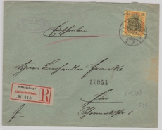 Kaiserreich; 1902, Germania, Mi.- Nr.: 58 als EF auf Einschreiben- Ortsbrief innerhalb Magdeburg´s
