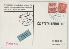CSSR, 1937, Luftpost- Werbekarte, gelaufen von Zlin nach Prag, nette Werbekarte rückseitig!