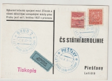 CSSR, 1937, Luftpost- Werbekarte, gelaufen via Luftpost von Brün nach Piestany, nette Werbekarte rückseitig!