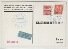 CSSR, 1937, Luftpost- Werbekarte, gelaufen von Zlin nach Brün, nette Werbekarte rückseitig!