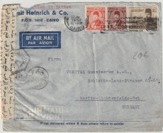 Ägypten, 1951, nette MiF auf Auslands- Lupobrief nach Berlin- Lichterfelde (D), mit Zensur