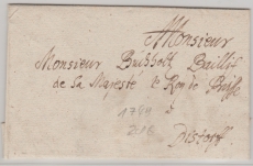 Preussen, 1749, Brief an den Baillif de la Majeste le Roy de Prusse nach Distorff