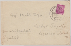 DR, 1937, Mi.- Nr.: 524 als EF auf Auslandsbrief von von Kiel an die Deutsche Botschaft in Ciudad Trujillo / Dominikanische Republik