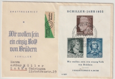 DDR, 1955, Mi.- Nr.: Bl. 12, auf FDC, gelaufen?
