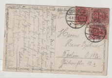 Allenstein, Mi.- Nr.: 16 (3x) als MeF auf Fern- Postkarte von Allenstein nach Berlin