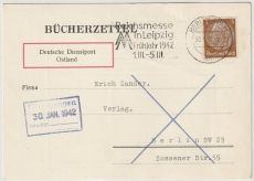 DR / Dienstpostpost, 1942, Mi.- Nr.: 513 als EF auf Bücxherzettel (!) per Dt. Dienstpost Ostland innerhalb Berlin´s (?)