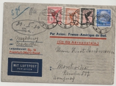 DR, 1933, Mi.- Nr.: 382 u.a. als MiF auf Luftpost- Auslandsbreief von Magdeburg nach Montevideo