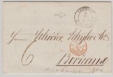 Lübeck, 1863, unfrankierter Brief nach Bordeux, Frankreich, mit gutem Stempel (zu dieser Zeit im Feuser unbekannt!)