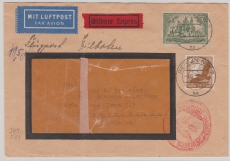 DR, 1938, Mi.- Nr.: 367 + 533 als MiF auf Luftpost- Eilboten- Auslandsbrief von Berlin nach Buenos Aires (Argentinien)