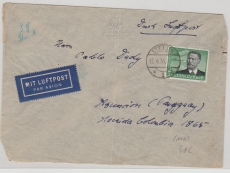 DR, 1936, Mi.- Nr.: 538 als EF auf Auslands- Luftpostbrief von Stettin nach Asuncion (Paraguay), Devisenkontrollzettel rs.!