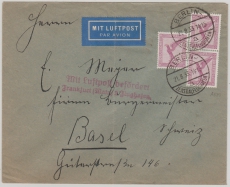 DR, 1933, Mi.- Nr.: A 379 (3x) als EF auf Auslands- Luftpostbrief von Berlin nach Basel, mit Flugbestätigungsstempel