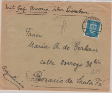 Weimar, 1931, Mi.- Nr. 416 als EF auf Schiffspostbrief, von Buxtehude via Lissabon nach Argentinien, mit der Cap Arcona