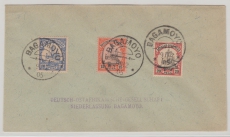 DOA, 1906, Mi.- Nr.: 14, 15 + 16 als MiF auf Ortsbrief innerhalb von Bagamoyo