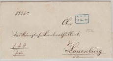 Preussen, 1873, Brief nach Lauenburg, mit interessantem Eisenbahnbilettstempel
