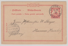 Kamerun, 1905,  10 Pfennig- GS (Mi.- Nr.: P9) mit Stempel VICTORIA, adressiert nach Hannover