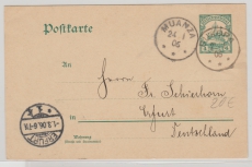 DOA, 1906, 4 Heller- GS (P18), mit Stempeln Bukoba + Muanza, gelaufen nach Erfurt