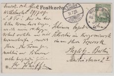 DOA, 1908, Mi.- Nr.: 31, als EF auf Postkarte von Wilhelmsthal via Tanga nach Berlin