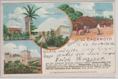 DOA / DR, 1902, DR- Mi.- Nr.: 53, als EF auf Bildpostkarte  Gruß aus Bagamoyo), innerhalb Berlin´s