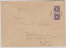 9c, MeF auf Brief von Schwerin nach Hamburg