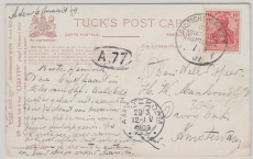 Deutsche Seepost, Ost-Asiatische Hauptlinie, 1909, f, auf Postkarte nach Amsterdam