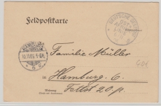 Deutsche Seepost Ost- Afrikanische- Hauptlinie, 1906, s, auf Feldpostkarte nach Hamburg