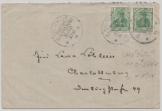 DAP Marokko, 1911, KDMSP, No.: 50 auf Brief mit 2x DR- Mi.- Nr.: 85, nach Charlottenburg
