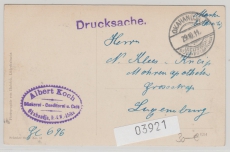 DSWA, 1911, Mi.- Nr.: 25 als EF auf Postkarte von Okahandja nach Luxemburg, rs. Ansicht: Lüderitzstr. in Windhuk