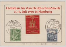 Berlin, 1952, Mi.- Nr.: 72- 73, kpl. Satz auf Karte zur Fachschau für das Fleischerhandwerk, abgestempelt Hamburg, ungelaufen