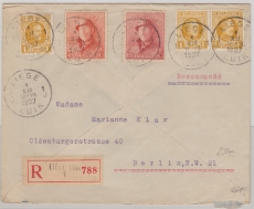 Belgien, 1927, 3,5 Fr. MiF auf Auslands- Einschreiben von Liege nach Berlin