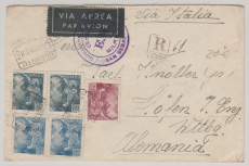 Spanien, 1939, 2,65 Pts. MiF auf Einschreiben- Auslandsbrief (via Italien) von San Sebastian nach Höfen, mit Zensur!