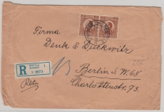 Jugoslavien, 1927, 8,5 Dinar MiF, vs. + rs. auf Einschreiben- Auslandsbrief von Belgrad nach Berlin