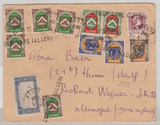 Algerien, 1949, 24,91 Fr. als MiF vs. + rs. auf Auslandsbrief von Ger-Gare nach Hamm (D.)