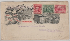 USA, 1907, 5 Ct.- MiF, als Werbe- Auslandsbrief von La Crosse nach Schwarzenberg (D.)