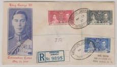Jamaika, 1937, 1- 2,5 d MiF auf Auslands- Einschreiben von Kingston nach New York (USA), Hochdekorativ!