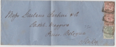 GB, 1881, 2,5 Pence MiF auf Auslandsbrief von Manchester nach Bologna (It.)