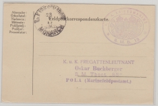Österreich/ Pola / K.u.K- Monarchie, 1917,  von der Monarch (Schlachtschiff!) zum S. M. TBoot 85, Pola, Marinepostamt