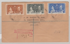 British Guiana, 1937, 2- 6 Ct. Jubilee Issue auf Einschreiben- Auslandsbrief von Georgetown nach Birmingham (GB)