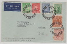 Australien, 1938, 21 d. MiF auf Auslands- Lupobrief von Sydney nach Chemnitz (D.)