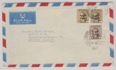 Iraq, ca. 1960 (?), 42 Fils- Überdruck MiF, auf Auslands- Luftpostbrief von Bagdad nach Berlin, rs. mit Irakischer Zensur