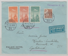 Dänemark, 1940, 70 Öre MiF auf Auslands- Luftpostbrief von Gilleleje nach Berlin, rs. mit Dt. Zensur