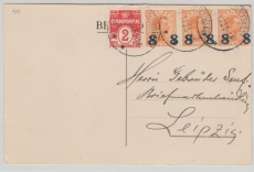 Dänemark, 1923, 26 Öre MiF auf Auslandspostkarte von Fredericksvaerk nach Leipzig