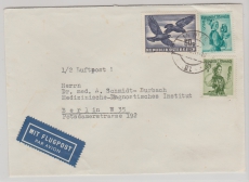 Österreich, 1955, 2,8 Shilling MiF (mit 60 gr. Vögel) auf Auslands- Luftpostbrief von Wien nach Berlin