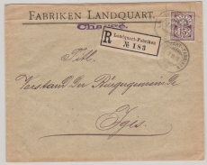 Schweiz, 1906, 15 Rp. EF auf Reklame- Umschlag von Landquart- Fabriken (eigener Stempel + R.- Zettel!) nach Igis