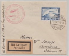 DR, 1929, Mi.- Nr.: 423 als EF auf Zeppelinbrief zur Mittelmeerfahrt 1929, von Friedrichshafen nach Barcelona