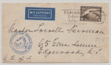 DR, 1929, Mi.- Nr.: 424 als EF auf Zeppelinbrief zur Weltrundfahrt 1929, von Friedrichshafen nach New York