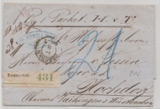 Sachsen, ca. 1865, Paketbegleitbrief, für ein Paket von Dresden nach Hochdorf (Württ.)