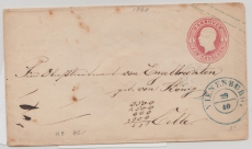 Hannover, 1861, 1 Gr.- GS- Umschlag (Mi.- Nr.: U8II) gebraucht als Fernbrief von Vienenburg (netter vorphila-Stempel!) nach Celle
