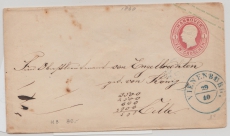 Hannover, 1861, 1 Gr.- GS- Umschlag (Mi.- Nr.: U8II) gebraucht als Fernbrief von Vienenburg (netter vorphila-Stempel!) nach Celle