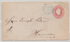 Hannover, 1863, 1 Gr.- GS- Umschlag (Mi.- Nr.: U11) gebraucht als Fernbrief von Osterode nach Hannover