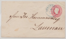 Hannover, 1860, 1 Gr.- GS- Umschlag (Mi.- Nr.: U8II) gebraucht als Fernbrief von Springe nach Lauenau (nette vorphila-Stempel!)